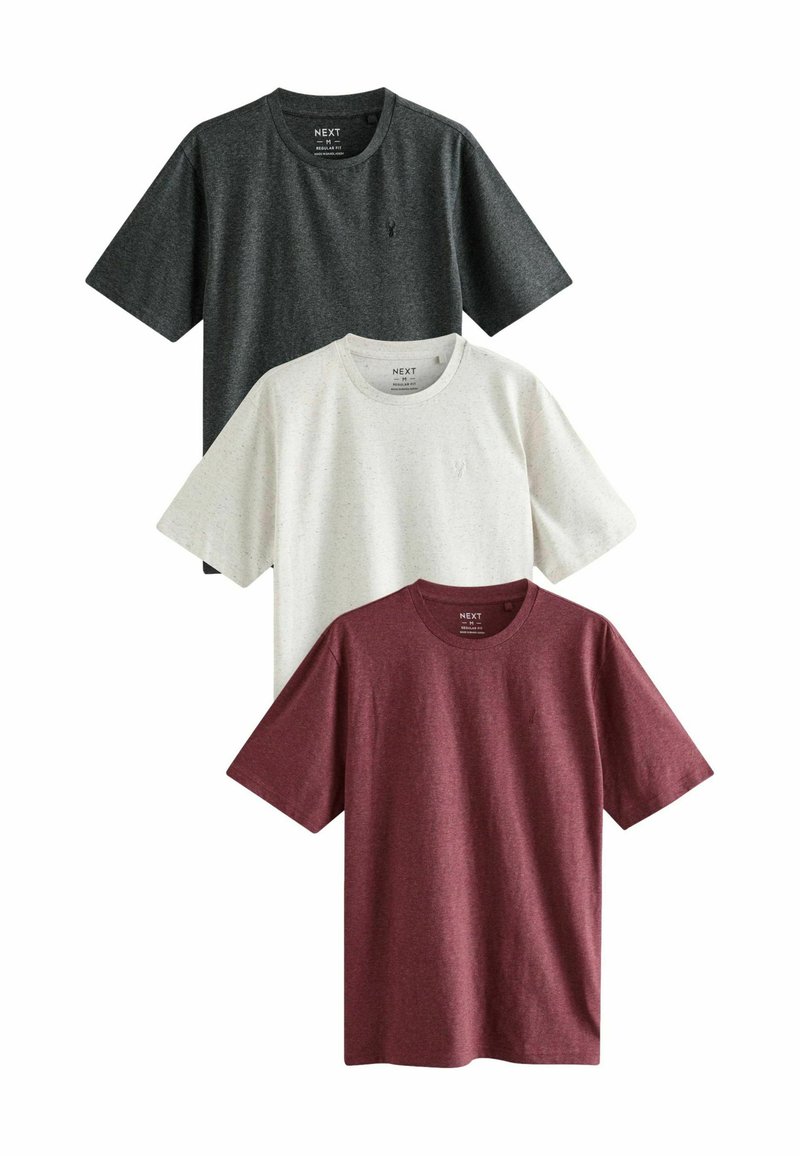 Next STAG 3 PACK REGULAR FIT - T-shirts print - burgundy charcoal ecru