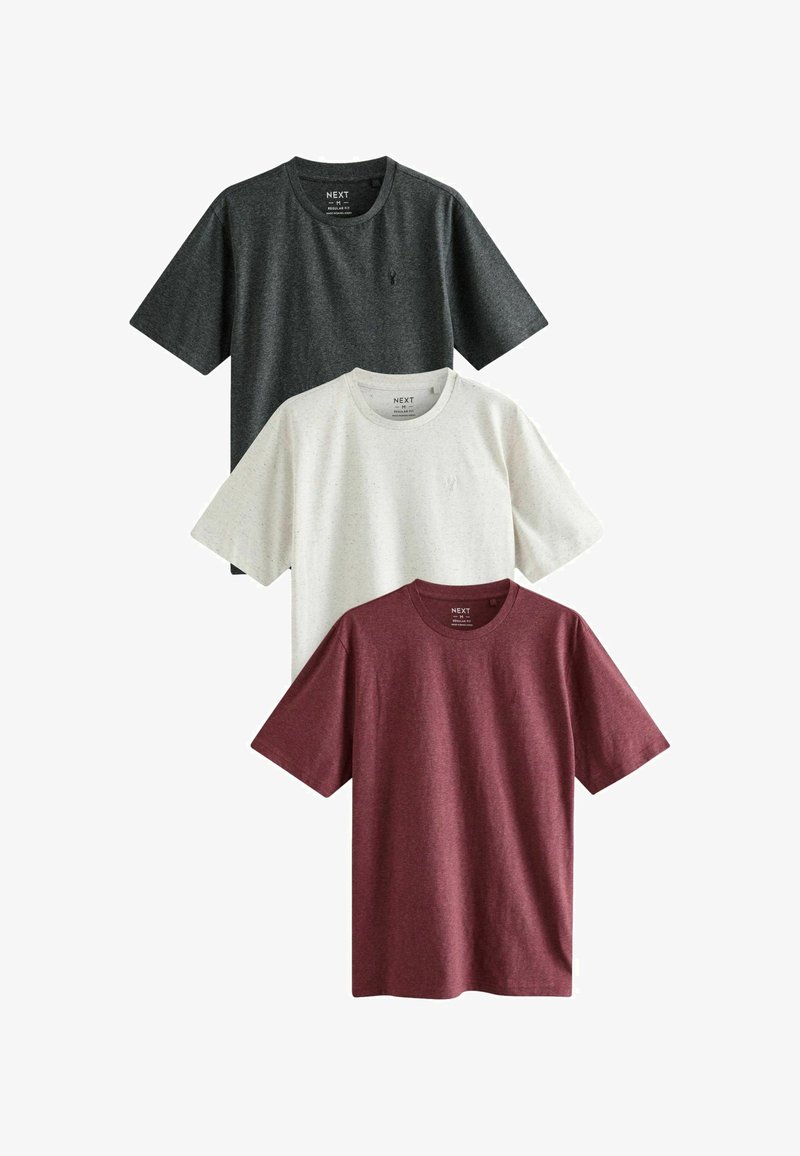 Next STAG 3 PACK REGULAR FIT - T-shirts print - burgundy charcoal ecru