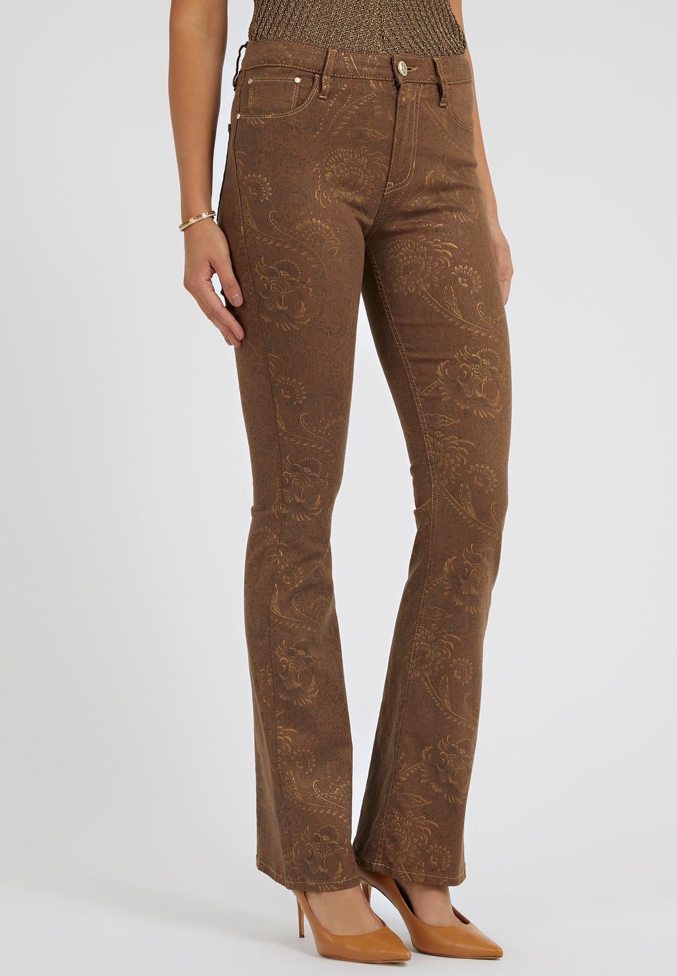 Pantalon Professionnel Guess Pour Femme - Gris, Taille 23, Coupe Bas Cloche - Élégant Et Travail