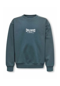 Zielona bluza z ribbą na mankietach i dole, z białym napisem "ENGLEWOOD" oraz logo gymu bokserskiego, wykonana z teksturowanej tkaniny.