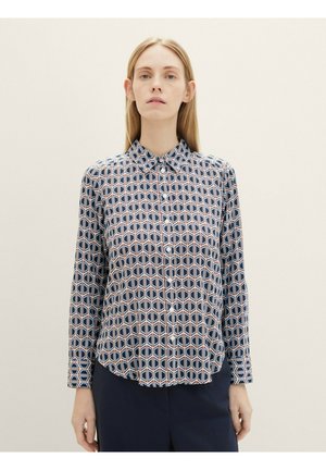 Blusa - blue brown geometrics print
