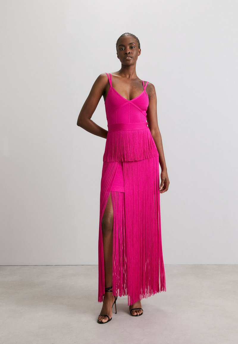 Hervé Léger STRAPPY FRINGE GOWN Robe de cocktail magenta/rose