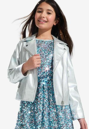 REGULAR FIT - Imitatieleren jas - silver metallic