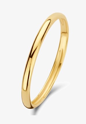 Gold ring with a smooth, polished finish. Features a slender, rounded band with a uniform shape and shiny texture.