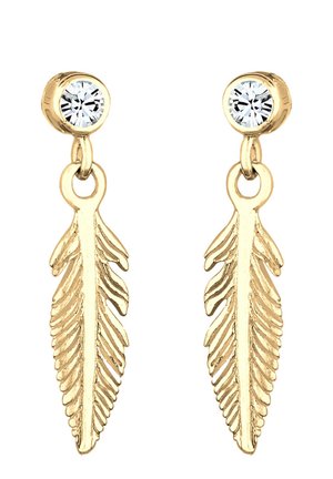 SPARKLING FEATHER CHARM - MIT KRISTALLEN VON SWAROVSKI® - Náušnice - gold-coloured