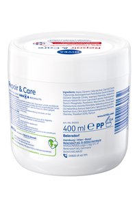 White plastic jar with a wide, smooth round lid; labeled "Repair & Care" in blue text; 400 ml capacity; features ingredient list on the side.