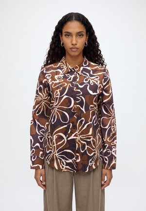 TOM TAILOR, BLOUSE SHIRT PRINTED - Риза с копчета - brown big flower design