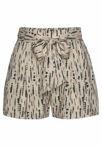 Shorts - beige-schwarz-bedruckt