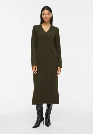 VILA, MIDI DRESS VILIGA KNITTED - Robe pull - forest night