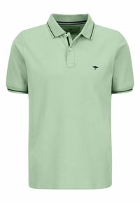 Polo shirt vert clair en coton, avec un col classique, deux boutons et un petit logo brodé sur la poitrine.