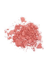 Lose, rosa Pulver, fein zerstoßen mit unterschiedlichen Texturen. Unregelmäßige Stücke und feine Partikel vor einem weißen Hintergrund.