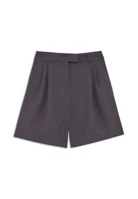 Hoogwaardige, geplooide shorts in donkergrijze stof. Voorzien van riemlussen en zijzakken, met een op maat gemaakte, gestructureerde silhoutte.