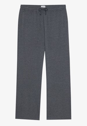 Grå, lette sweatpants med snor i taljen, flate frontlommer og en avslappet passform. Laget av mykt stoff med en glatt tekstur.