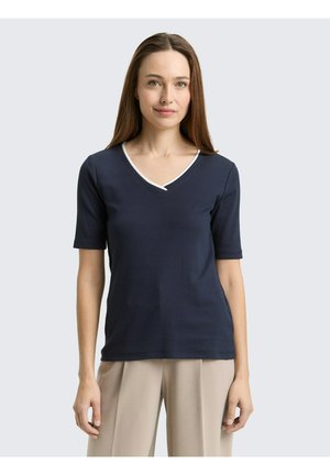 MIT V-AUSSCHNITT - T-Shirt basic - sky captain blue