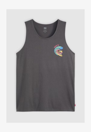 Hall_vaheline hall puuvillane tank top, millel on värvikas graafika surfajast ja lainest. Ümmargune kaelus, ilma varrukateta disain, küljepeal on väike brändi silt.