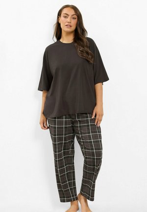 Yours Clothing, PLUS SIZE PYJAMAS SET - Pyjama - dark brown