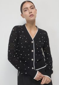Calliope CON PERLE - Strickjacke - ultrablack