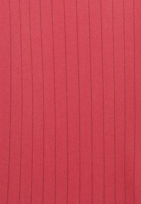 Tissu rouge avec des lignes verticales et de fines coutures noires, texture lisse et tissage uniforme et régulier sur toute la surface.