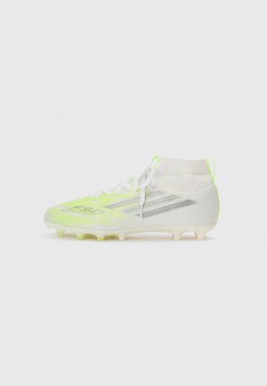 F50 SPARKFUSION LEAGUE MID UNISEX - Botines de fútbol para terreno firme - white/iron-coloured/hi-res yellow