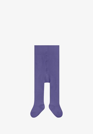 Paars ondoorzichtig panty van een naadloos ontwerp, met een soepele textuur en een uniforme kleur, geschikt voor verschillende outfits.