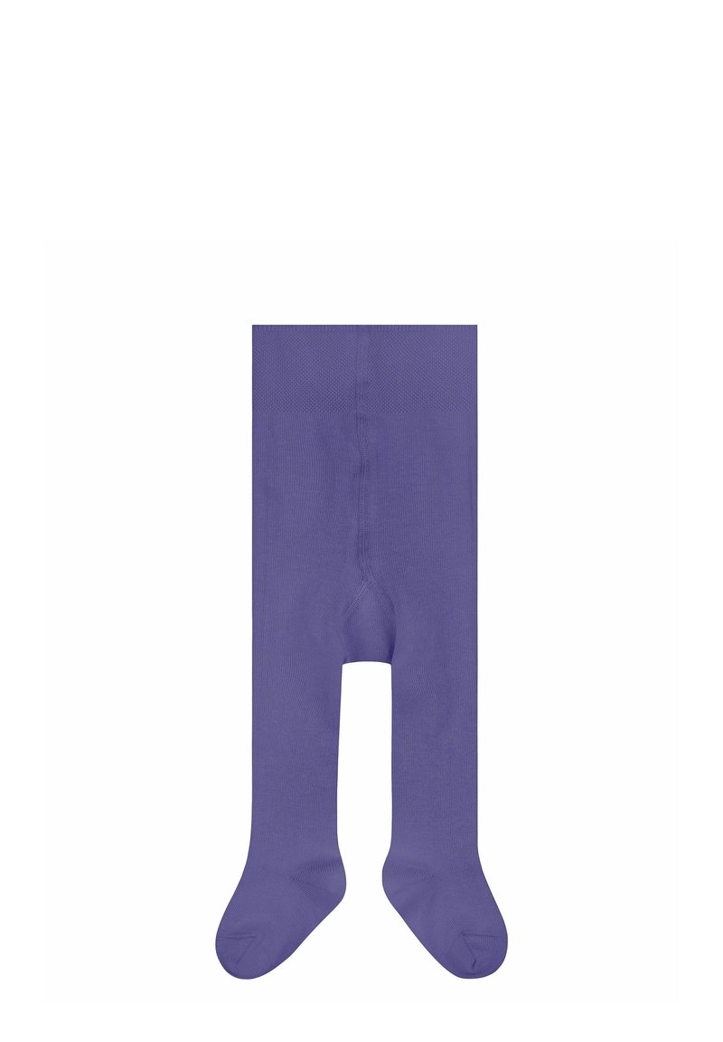 Lila blickdichte Strumpfhosen mit nahtlosem Design, einer glatten Textur und einfarbigem Look, geeignet für verschiedene Outfits.