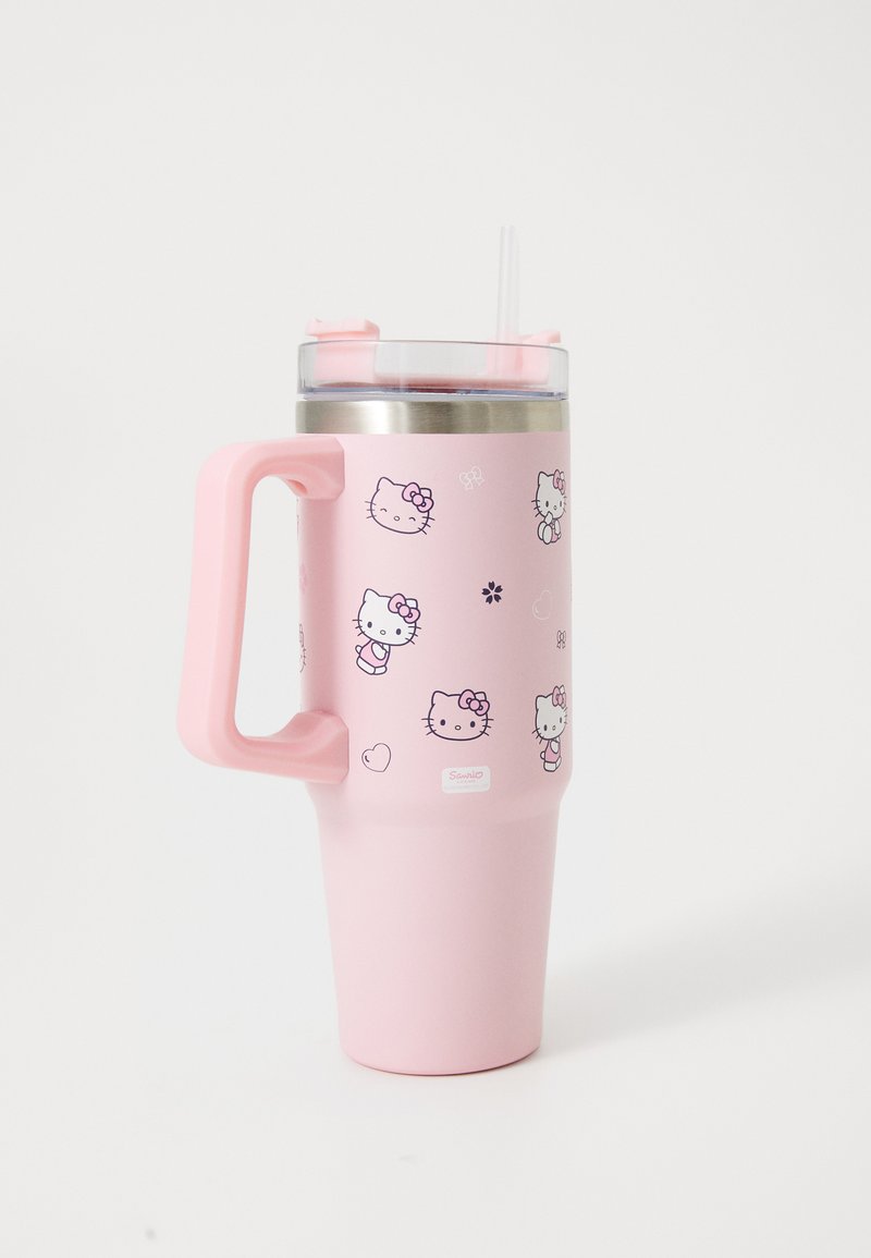 Borraccia Hello Kitty In Acciaio 400 Ml Con Cannuccia - Set Con Adesivi E Tatuaggi Per Bambine - 2