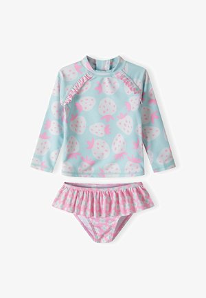MINOTI 2 PIECE LONG SLEEVE AND FRILLED KNICKERS SET - Badeanzug - light blue pink