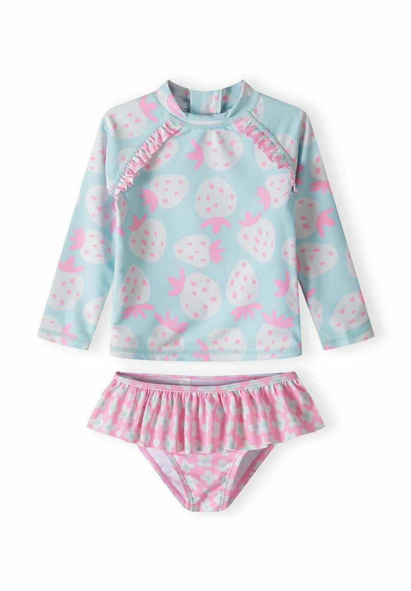MINOTI 2 PIECE LONG SLEEVE AND FRILLED KNICKERS SET - Maillot de bain - light blue pink