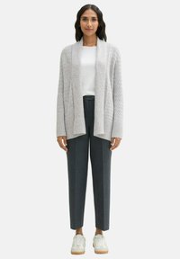 TOM TAILOR MIT STRUKTUR - Strickjacke - morning grey melange