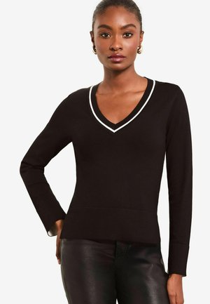 Lipsy V NECK TIPPED REGULAR FIT - Svetrík - black