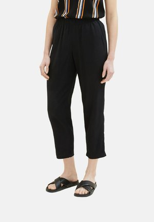 Blusa collo guru con dettagli lacci in misto lino melange | Emporio