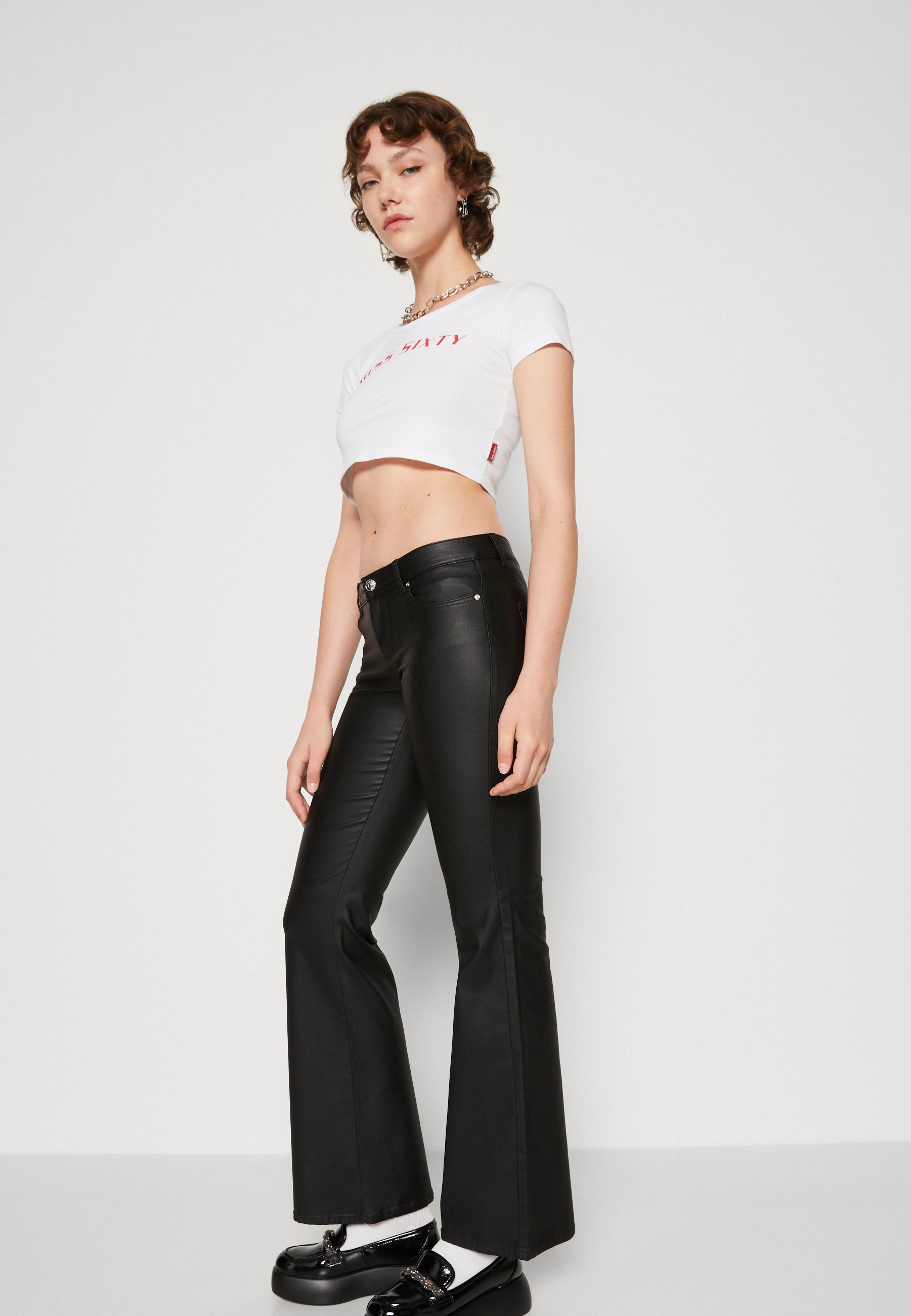 ONLY ONLTIGER LOW WAISTED FLARED - Tygbyxor - black/svart - Zalando.se