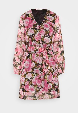 ONLY ONLSAGA V NECK BUTTON DRESS - Freizeitkleid - black rosemary