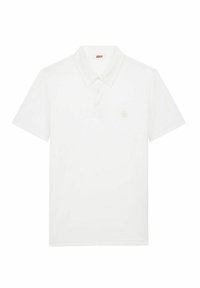 Witte polo shirt van katoen, voorzien van een drieknoopsluiting, korte mouwen en een subtiele logo geborduurd op de linkerborst.