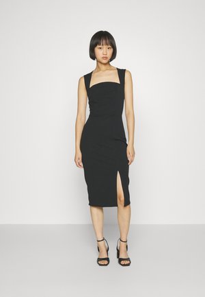 WAL G PETITE BRODY CURVE NECK MIDI - Šaty do práce - black