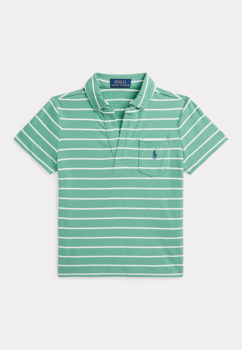 Polo Ralph Lauren - STRIPED COTTON LINEN POLO SHIRT - Polo - haven green/deckwash white, Ampliar