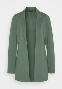Blazer femme vert olive à manches longues, ouvert sur le devant, avec revers à cran et poches latérales, texture côtelée, de la marque Vero Moda.