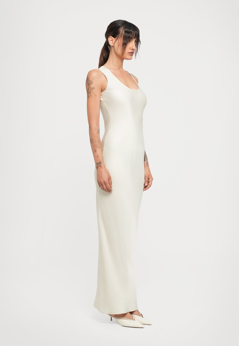 knee length dresses for ladies 1940's Off White Slip Dress with Cream Lace – Eveliina Vintage main image 1