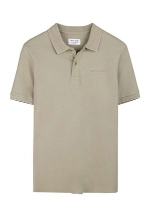 Polo beige à manches courtes avec col, deux boutons et une discrète broderie "TEDDY SMITH" sur la poitrine.