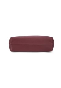Borsa in pelle borgogna di forma rettangolare, con texture liscia e dettagli di cucitura sottile sui lati; include angoli arrotondati per un aspetto strutturato.
