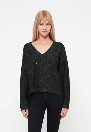 ONLARIZONA V NECK - Pullover - black/silver coloured