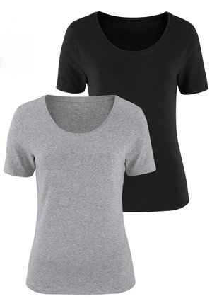 LASCANA 2er-Pack - Basic T-shirt - grau-meliert/schwarz