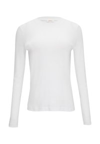 Witte langarm t-shirt van glad katoen. Heeft een ronde halslijn en aansluitende mouwen, met een eenvoudige, ongeversierde uitstraling.