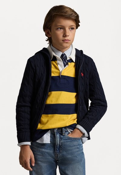 Polo Ralph Lauren CABLE COTTON HOODED FULL ZIP JUMPER - Jersey con capucha - navy