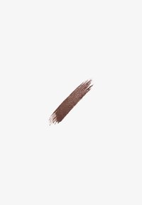 Mørkebrun, skimrende eyeliner-swatch med en glat, let blank tekstur, påført i en bred, lineær form.