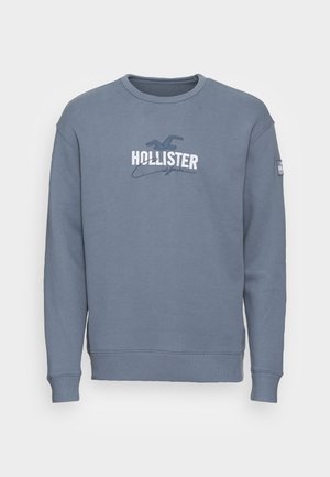 Modrá mikina z bavlněné směsi s kulatým výstřihem, dlouhými rukávy a potiskem loga "HOLLISTER" v bílé a námořnické modři. Standardní střih.