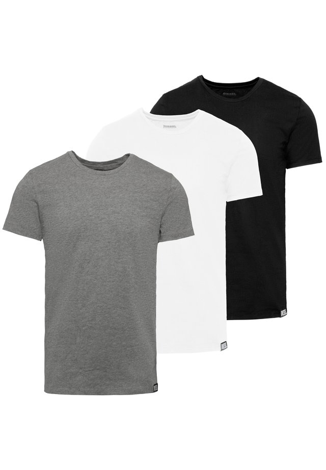 3 PACK - T-Shirt basic - black/white/grey