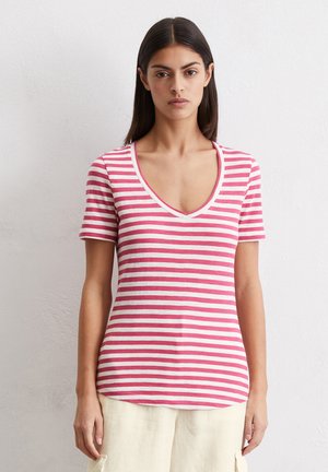 SHORT SLEEVE V NECK  STRIPED - Print T-shirt - multi  blushed pink