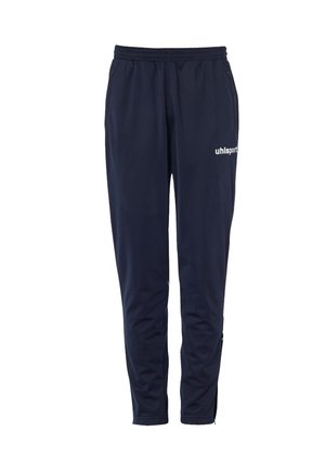 Marineblauwe sportbroek van een zachte stof, met een elastische tailleband en zijzakken. Logo op de linker bovenbeen.