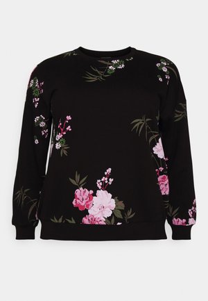 ONLY Carmakoma CARWANTED FLOWERS - Collegepaita - black